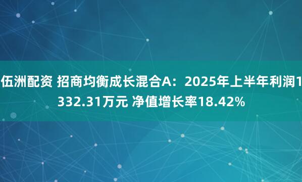 伍洲配资 招商均衡成长混合A：2025年上半年利润1332.31万元 净值增长率18.42%